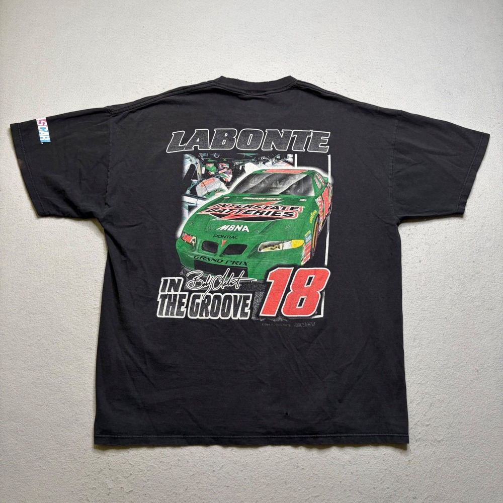 Competitors View NASCAR T-Shirt Mens XL Black Bobby Labonte #18 2001 Y2K Graphic